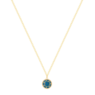 Amelia Roma Single Motif Necklace 18K Yellow Gold With Turquoise Blue  Coloured Mother Of Pearl