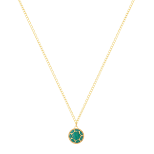 Amelia Roma Single Motif Necklace 18K Yellow Gold With Turquoise Blue  Coloured Mother Of Pearl