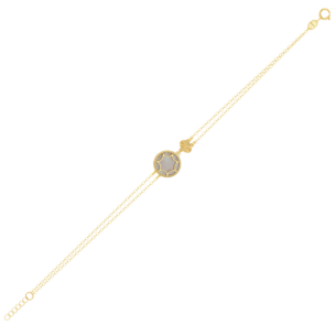 Amelia Roma Double Chain  Bracelet in 18K Yellow Gold With Pink White Mother of Pearl 