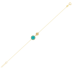 Amelia Roma Double Motif  Bracelet in 18K Yellow Gold With Turquoise Blue Mother of Pearl 