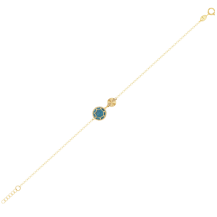 Amelia Roma Double Motif  Bracelet in 18K Yellow Gold With Turquoise Blue Mother of Pearl 