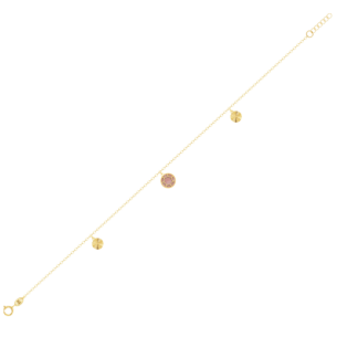 Amelia Roma Anklet in 18K Yellow Golf With Pink White Mother of Pearl 