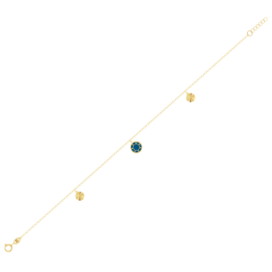 Amelia Roma Anklet in 18K Yellow Golf With Turquoise Blue Mother of Pearl 