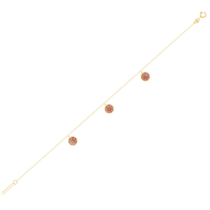 Amelia Roma Trio Anklet in 18K Yellow Golf With Pink White Mother of Pearl 