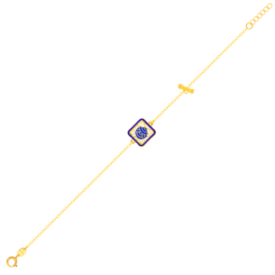 Amelia Tokyo Single T Bar Two Faced 18K Yellow Gold Bracelet 