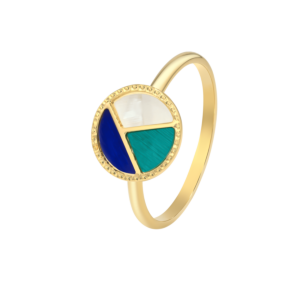 Amelia Barcelona 18k Yellow Gold and Coloured Mother of Pearl Ring