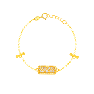 Amelia Tokyo Rectangle Shape Double T Bar Two Faced 18K Yellow Gold Bracelet