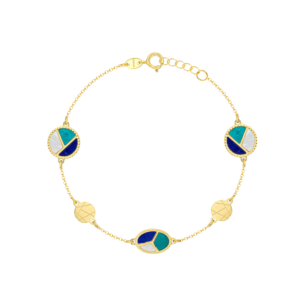 Amelia Barcelona 18k Yellow Gold and Coloured Mother of Pearl Bracelet