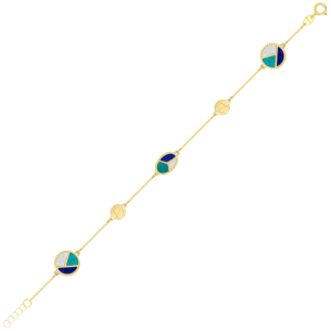 Amelia Barcelona 18k Yellow Gold and Coloured Mother of Pearl Bracelet