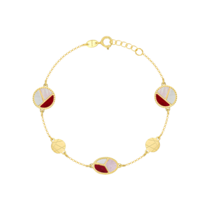 Amelia Barcelona 18k Yellow Gold and Coloured Mother of Pearl Bracelet