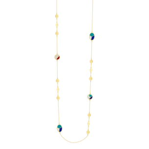 Amelia Barcelona 18k Yellow Gold and Coloured Mother of Pearl Long Necklace