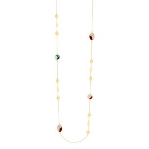 Amelia Barcelona 18k Yellow Gold and Coloured Mother of Pearl Long Necklace