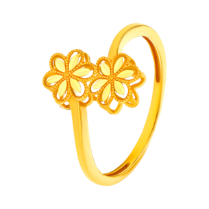 Anmol Floret Double Motif Spiral Ring in 21K Yellow Gold 