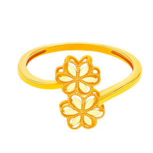 Anmol Floret Double Motif Spiral Ring in 21K Yellow Gold 