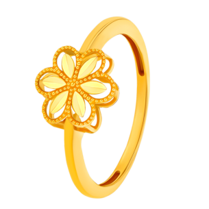 Anmol Floret Single Motif Medium Ring in 21K Yellow Gold 