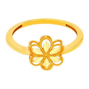 Anmol Floret Single Motif Small Ring in 21K Yellow Gold 