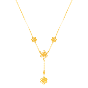 Anmol Floret Multiple Motif Y Necklace in 21K Yellow Gold 