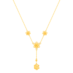 Anmol Floret Multiple Motif Y Necklace in 21K Yellow Gold 