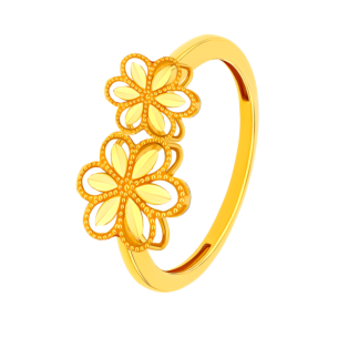 Anmol Floret Double Motif Ring in 21K Yellow Gold