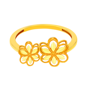 Anmol Floret Double Motif Ring in 21K Yellow Gold