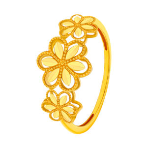 Anmol Floret Trio Motif Small Ring in 21K Yellow Gold 