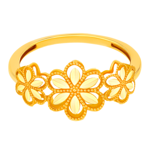 Anmol Floret Trio Motif Small Ring in 21K Yellow Gold 