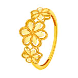 Anmol Floret Trio Motif Large  Ring in 21K Yellow Gold 