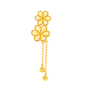 Anmol Floret Double Motif Double Chain Drop Earrings in 21K Yellow Gold 