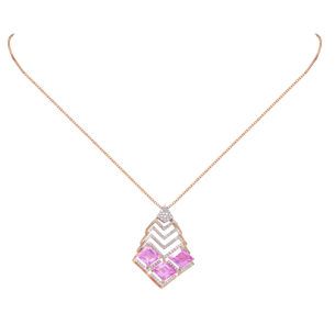 Ananya 18k Rose Gold Diamond and Pink Tourmaline Pendant & Earrings Set 