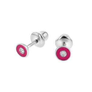 Children's Jewellery Ara Diamond Earring With Magenta Enamel