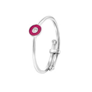 Children's Jewellery Ara Diamond Adjustable Ring With Magenta Enamel