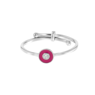 Children's Jewellery Ara Diamond Adjustable Ring With Magenta Enamel