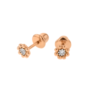 Children's Jewellery Ara Diamond Earring Rose Gold Flower Earrings Eight Petals 