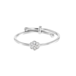 Children's Jewellery Ara Diamond Adjustable Flower Ring White Gold  Six Petals 