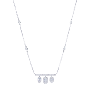 Palace Baguette Diamond Bar Necklace 18K White Gold 