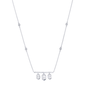 Palace Baguette Diamond Bar Necklace 18K White Gold 