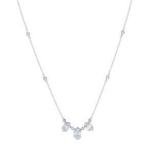 Palace Baguette 3 Diamond Necklace 18K White Gold 