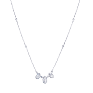 Palace Baguette 3 Diamond Necklace 18K White Gold 