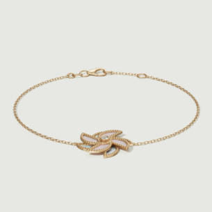 Farfasha Bliss 18k Yellow Gold Diamond & White and Pink Mother of Pearl Bracelet