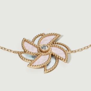 Farfasha Bliss 18k Yellow Gold Diamond & White and Pink Mother of Pearl Bracelet