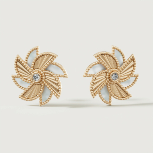 Farfasha Bliss 18k Yellow Gold Diamond & White Mother of Pearl Earrings