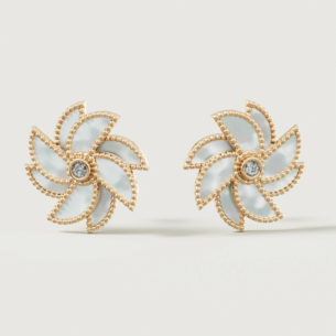 Farfasha Bliss 18k Yellow Gold Diamond & White Mother of Pearl Earrings