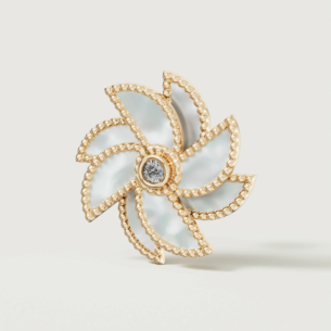 Farfasha Bliss 18k Yellow Gold Diamond & White Mother of Pearl Earrings