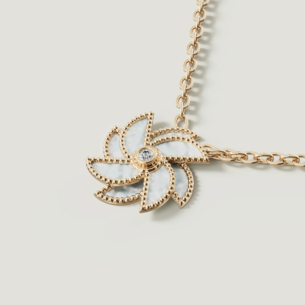 Farfasha Bliss 18k Yellow Gold Diamond & White Mother of Pearl Necklace