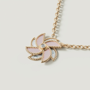 Farfasha Bliss 18k Yellow Gold Diamond & White and Pink Mother of Pearl Necklace