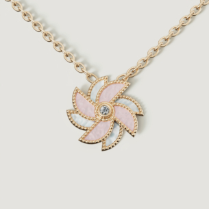 Farfasha Bliss 18k Yellow Gold Diamond & White and Pink Mother of Pearl Necklace