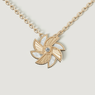 Farfasha Bliss 18k Yellow Gold Diamond & White Mother of Pearl Necklace