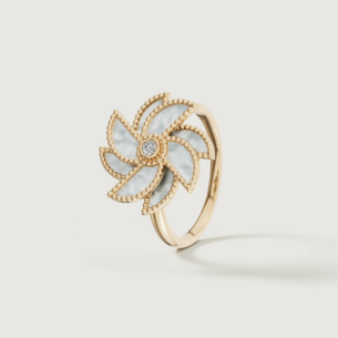 Farfasha Bliss 18k Yellow Gold Diamond & White Mother of Pearl Ring