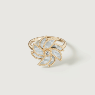 Farfasha Bliss 18k Yellow Gold Diamond & White Mother of Pearl Ring