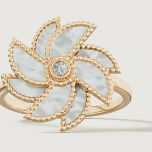 Farfasha Bliss 18k Yellow Gold Diamond & White Mother of Pearl Ring